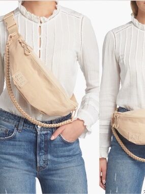 BEIS Beige Crossbody Belt Bag tan cream nylon fanny pack sports bag sporty y2k